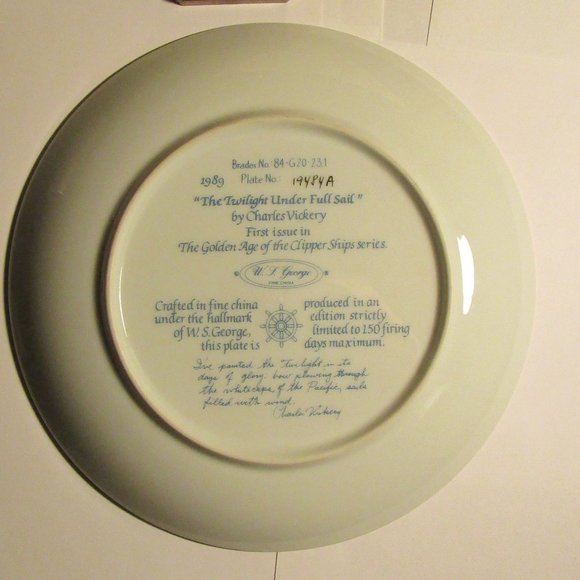 PAINTED CHINA PLATE:The Twighlight Under Full Sail - Picture 7 of 11